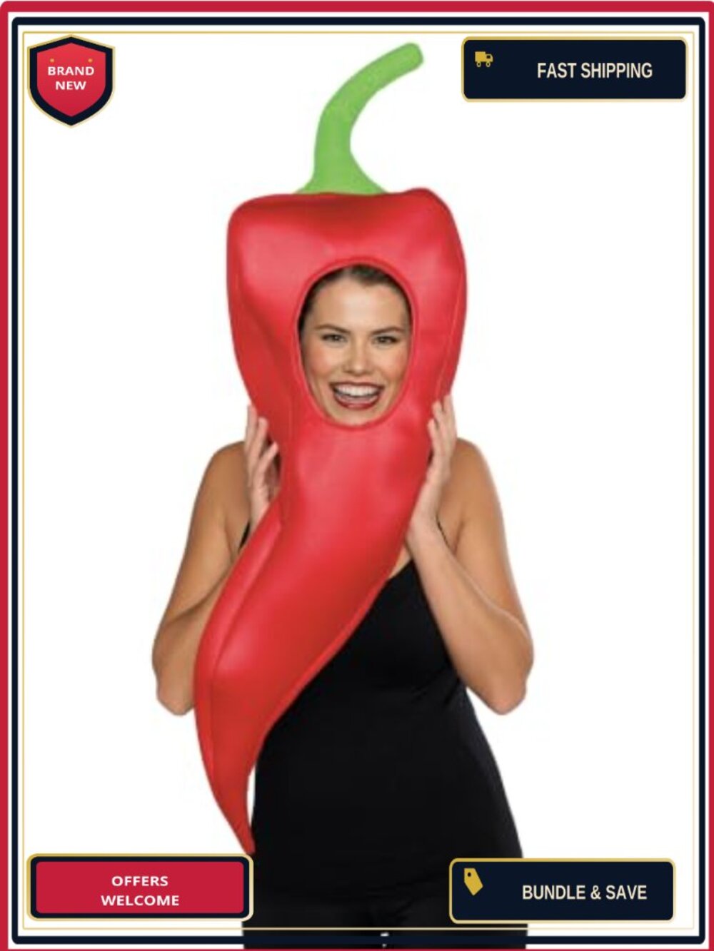 Adult Chili Pepper Costume Hat Polyester Food Themed Halloween Party Accessory